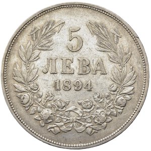 reverse: BULGARIA. Ferdinando I (1887-1908). 5 Leva 1894. KM#15. BB
