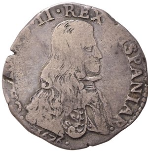 obverse: MILANO. Carlo II (1665-1700). Quarto di Filippo 1676. Ag (6,67 g). Cr. 9; MIR 389/1 - Raro. MB
