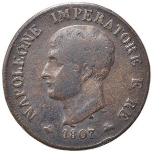 obverse: MILANO. Napoleone I re d Italia (1805-1814). Soldo 1807 M. Cu. Gig.204. MB+/qBB