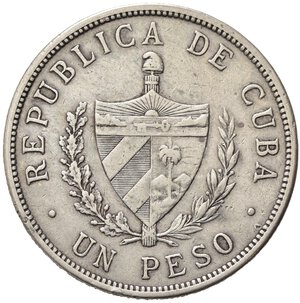 obverse: CUBA. 1 Peso 1932. Ag. KM#15.2. BB+