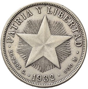 reverse: CUBA. 1 Peso 1932. Ag. KM#15.2. BB+