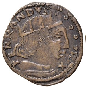 obverse: NAPOLI. Ferdinando I d Aragona (1458-1494). Cavallo. Cu (1,72 g). T in esergo tra due rosette. SPL