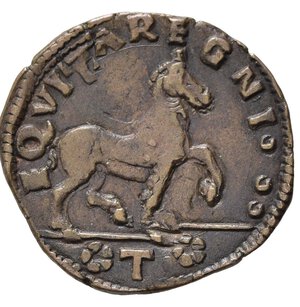 reverse: NAPOLI. Ferdinando I d Aragona (1458-1494). Cavallo. Cu (1,72 g). T in esergo tra due rosette. SPL