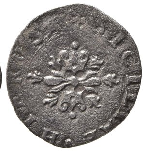 reverse: NAPOLI. Filippo II (1554-1598). Mezzo Carlino sigle GR VP. Ag (1,10 g). Magliocca 83. BB