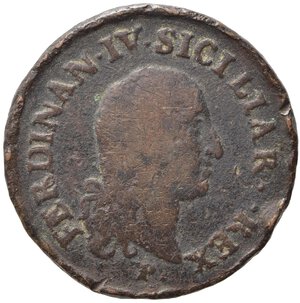 obverse: NAPOLI. Ferdinando IV di Borbone (1759-1816). 10 Tornesi 1798 sigle R C. Var. SICILIAR . . Gig. 113b Raro. MB+