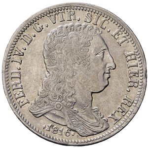 obverse: NAPOLI. Ferdinando IV di Borbone (1759-1816). Piastra da 120 grana 1816. Ag. Magliocca 428 var. (rombetto davanti alla data). qSPL