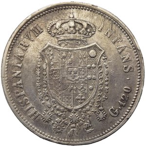 reverse: NAPOLI. Ferdinando I di Borbone (1816-1825). Piastra da 120 grana 1818. Ag. Magliocca 443. Rara. MB/qBB
