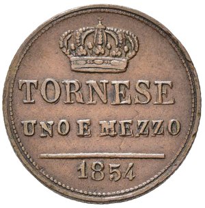 reverse: NAPOLI. Ferdinando II di Borbone (1830-1859). Tornese Uno e mezzo 1854. Cu. Magliocca 764. BB/BB+