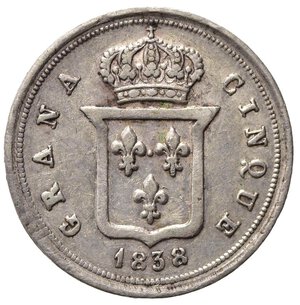 reverse: NAPOLI. Ferdinando II di Borbone (1830-1859). 5 grana 1838. Magliocca 657. BB+