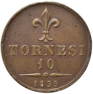 reverse: NAPOLI. Francesco II (1859-1860). 10 tornesi 1859. Cu. Gig. 4. BB+