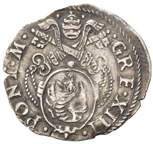 obverse: ROMA. Stato Pontificio. Gregorio XIII (1572-1585). Mezzo grosso Ag (0,77 g). Stemma ovale - busto di Cristo a sinistra. Muntoni 153; MIR 1179/1 - R3. BB