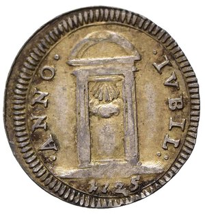 reverse: ROMA. STATO PONTIFICIO. Bendetto XIII (1724-1730). Mezzo grosso del Giubileo 1725 con Porta Santa  aperta. Ag (0,77 g). Muntoni 20; MIR 2441/1 - Rara. SPL