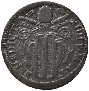 obverse: ROMA. Stato Pontificio. Benedetto XIV (1740-1758). Mezzo baiocco 1740. Cu (4,93 g). qBB