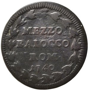 reverse: ROMA. Stato Pontificio. Benedetto XIV (1740-1758). Mezzo baiocco 1740. Cu (4,93 g). qBB