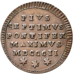 reverse: ROMA. Stato Pontificio. Pio VII (1800-1823). Quattrino 1802. Cu. Gig.71. BB+