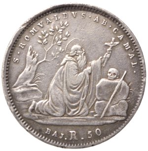 reverse: ROMA. Stato Pontificio. Gregorio XVI (1831-1846). 50 baiocchi 1834. Ag. Gig. 84. Da montatura. MB