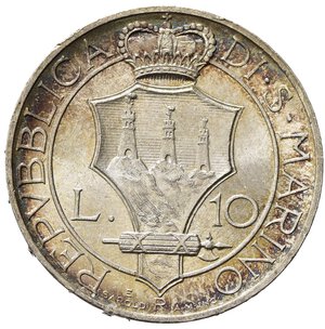 obverse: SAN MARINO. Vecchia monetazione. 10 lire 1937. Ag. Gig. 15. FDC