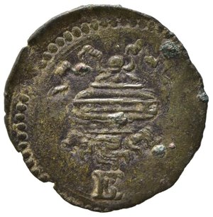 reverse: URBINO. Guidobaldo II Della Rovere (1538-1574). Quattrino Mi (0,80 g). Lettere GV/ II coronate. R/ Bombarda fiammeggiante. CNI tav.XXIX/12. SPL