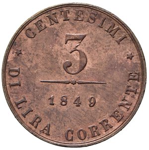 reverse: VENEZIA. Governo Provvisorio (1848-1849). 3 Centesimi 1849. Gig. 10. FDC