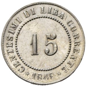 reverse: VENEZIA. Governo Provvisorio (1848-1849). 15 Centesimi 1848. Gig. 8. FDC