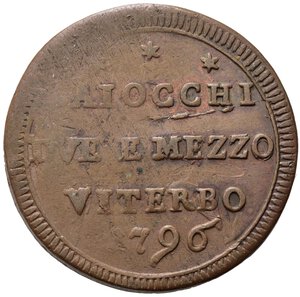 obverse: VITERBO. Stato Pontificio. Pio VI (1775-1799). Sampietrino da 2 e 1/2 baiocchi 1796. CU (13,83 g - 30,4 mm). MIR 3021. BB+