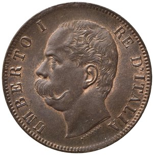 obverse: Umberto I (1878-1900). 10 centesimi 1893 BI (Birmigham). Cu. Gig. 48. qFDC