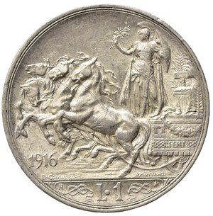 reverse: Vittorio Emanuele III (1900-1943). 1 lira 1916 