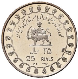 obverse: IRAN. 25 Rials SH 1350 (1971). Ag. KM#1184. Proof