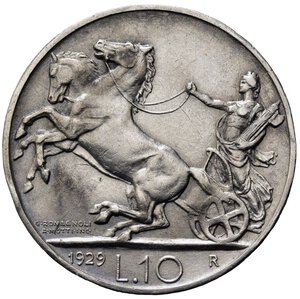 reverse: Vittorio Emanuele III (1900-1943). 10 lire 1929 *una rosetta 