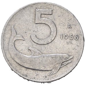 reverse: REPUBBLICA ITALIANA. 5 lire 1956 