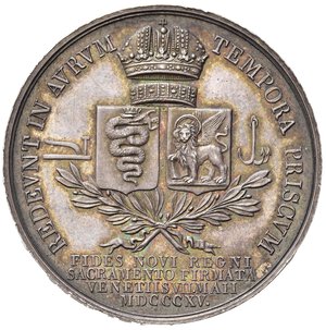 reverse: MILANO. Lombardo Veneto. Francesco I d Asburgo Lorena (1815-1835). Medaglia 1815 per il Giuramento. Ag (12 g- 30,65 mm) Opus Manfredini. qFDC