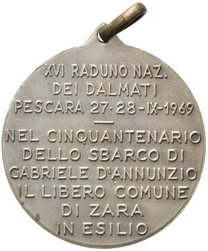 reverse: ZARA. Medaglia XVI Raduno nazionale dei Dalmati - Pescara 1969. Ag (13,75 g - 32 mm). FDC