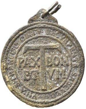 reverse: MEDAGLIE RELIGIOSE. Medaglia con San Franceco. Sec. XIX. Pb (6,85 g). MB