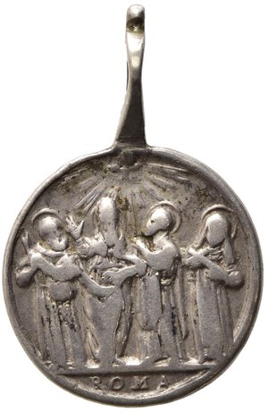 reverse: MEDAGLIE RELIGIOSE. ROMA (XIX sec.). Medaglia con San Domenico di Soriano. Ag (4,67 g - 22 mm). BB+