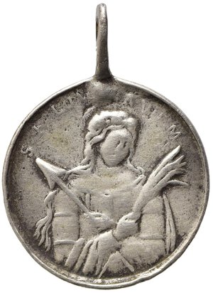 reverse: MEDAGLIE RELIGIOSE. ROMA (XIX sec.). Medaglia con San Michele Arcangelo. Ag (3,38 g - 23 mm).MB