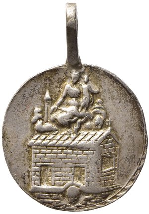 obverse: MEDAGLIE RELIGIOSE. ROMA. Sec. XVIII. Medaglia con Madonna di Loreto Ag (4,61 g). qBB