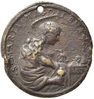 reverse: MEDAGLIE RELIGIOSE. Sec. XVIII. Medaglia con San Brunone e Santa Maria Maddalena. AE (15,62 g). Foro. qBB