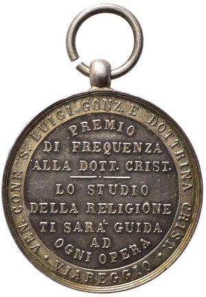 reverse: MEDAGLIE RELIGIOSE. Viareggio. Medaglia San Luigi Gonzaga. Ag (6,22 g - 25,8 mm). FDC