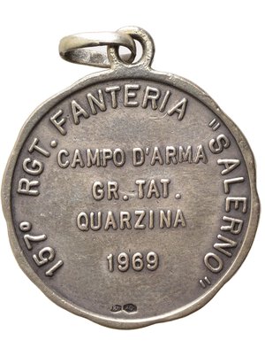 reverse: REGGIMENTALI. 157° Reggimento Fanteria Salerno 1969. Leoni di Liguria. Ag (5,80 g). SPL