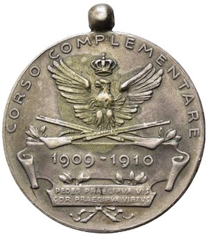 reverse: MILITARI. PARMA. Medaglia Scuola centrale di tiro di fanteria - Corso complementare 1909-1910. Ag (7,41 g). BB