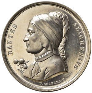 obverse: PERSONAGGI. Dante Alighieri. Medaglia senza data (ca. 1830). Ag (39,57 g - 42 mm) Opus Cerbara. FDC