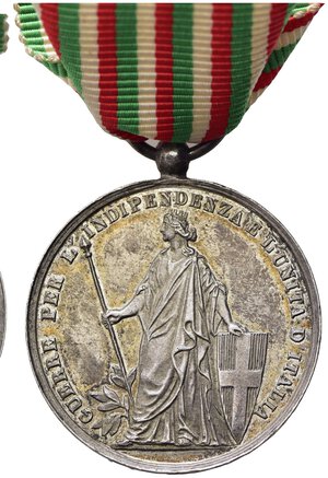 reverse: SAVOIA. Vittorio Emanuele II. Medaglia Guerre per l Indipendenza. Ag (32 mm). qFDC