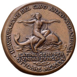 reverse: Ventennio Fascista. ANZIO. Medaglia inaugurazione del cavo Anzio-SudAmerica 1925. AE (9,40 g - 25 mm) Opus Mistruzzi. SPL