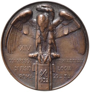 reverse: VENTENNIO FASCISTA. Medaglia Lazzaro Spallanzani - XIV Congresso di Fisiologia 1932. AE (80,56 g - 51 mm). SPL