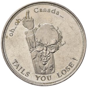 obverse: GETTONI. CANADA. Token satirico Pierre Trudeau (Politico canadese, Primo Ministro dal 1980 al 1984). Ni. (20,58 g). SPL+