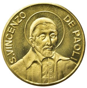 reverse: GETTONI. S.BONIFACIO. Gettone buono alimentare da 10 centesimi 1938 XVI. AE dorato (2,50 g). San Vincenzo De Paoli. FDC