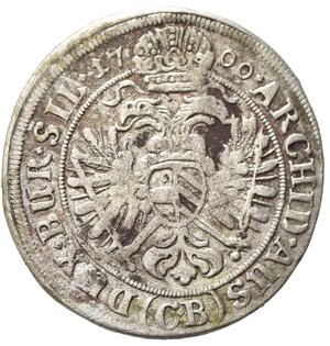 reverse: AUSTRIA. Leopoldo I (1657-1705). 3 Kreuzer 1700 CB (Praga). Ag (1,48 g). qSPL