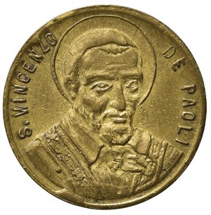 reverse: GETTONI. VERONA. Gettone buono alimentare da 5 centesimi 1937 XV . AE dorato (2,40 g). San Vincenzo De Paoli. FDC