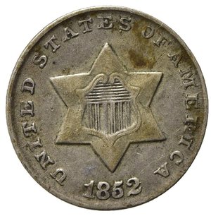 obverse: STATI UNITI. 3 Cents 1852. Ag. BB+/qSPL