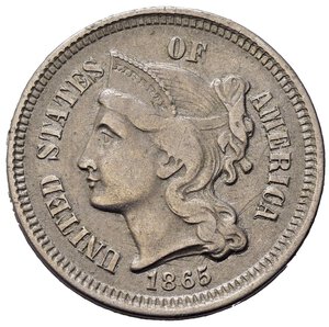obverse: STATI UNITI. Nickel 3 Cents 1865. BB+